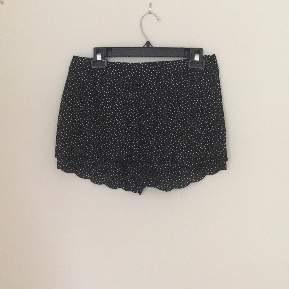 White and Black Polka Dot Fabric Shorts
